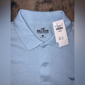 Hollister Men's Sky Blue Polo Shirt